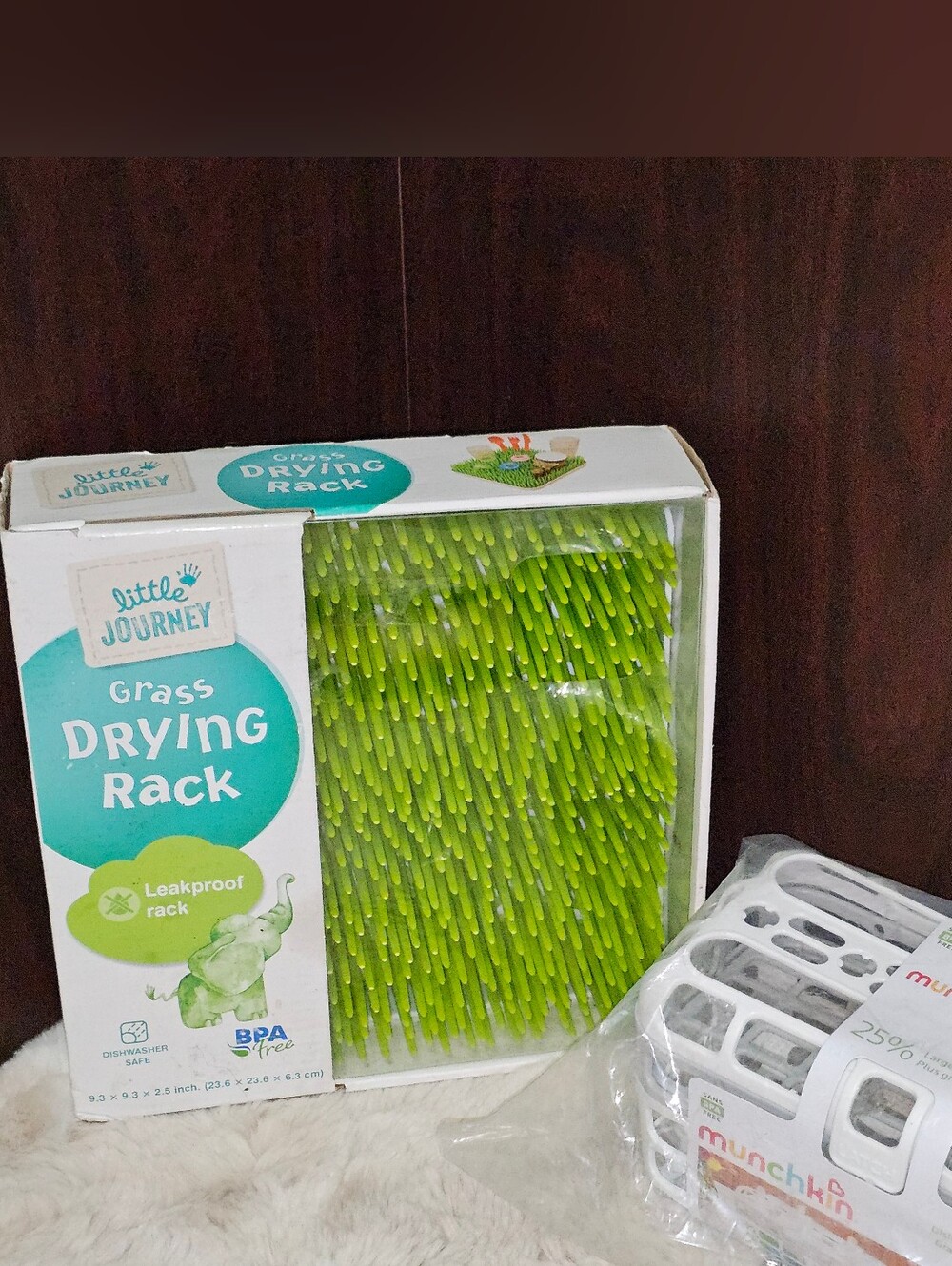 Little Journey Grass Drying Rack - Lime Green & Munchkin Dishwasher Basket